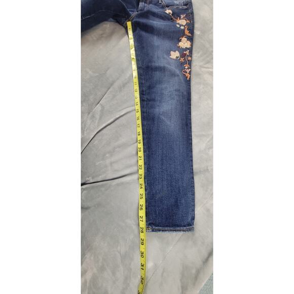 Driftwood Marilyn Jeans Womens 29 Floral brown cream Embroidered Skinny Stretch - Picture 12 of 12